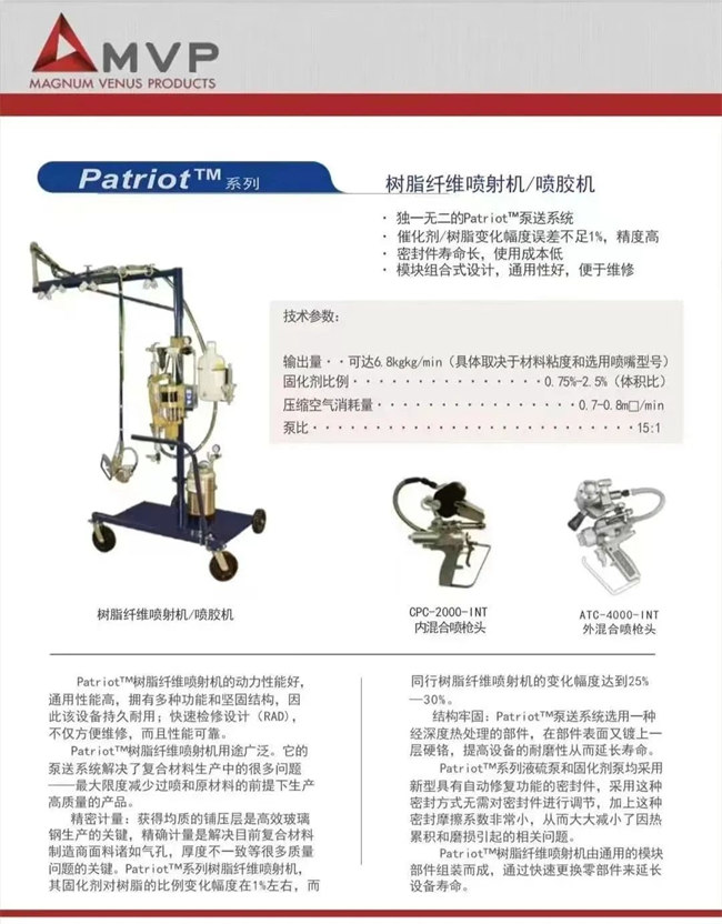 廣東博皓 美國MVP樹脂纖維噴射設備